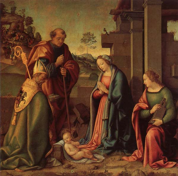 Adoration of the Christ Child with St.Barbara and St.Martin